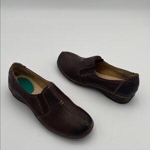 Brown Leather Slip-On Women's Shoes moccasin 7N leather slip on casual retro Y2K